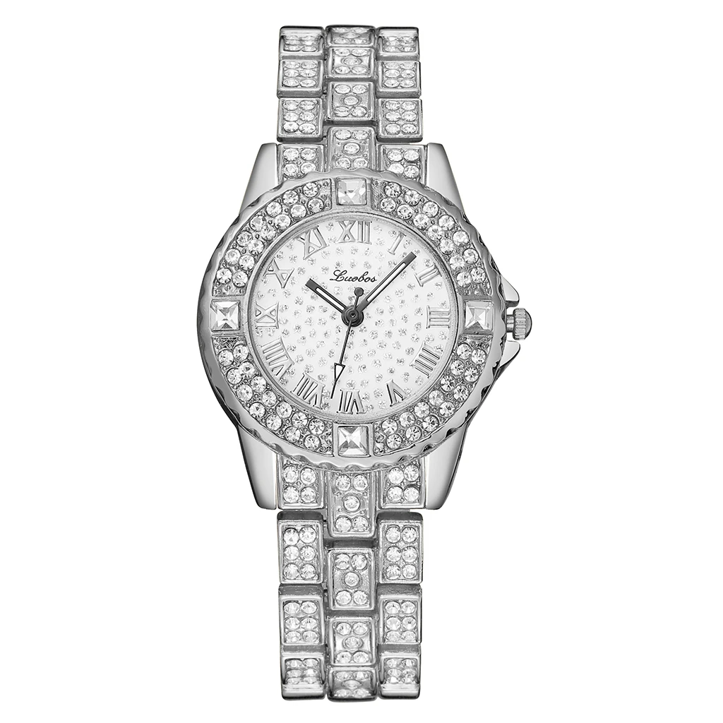 

Women Rose Gold Rhinestone Watches Luxury Stainless Steel Waterproof Quartz Dress Wrist Watches Reloj Mujer