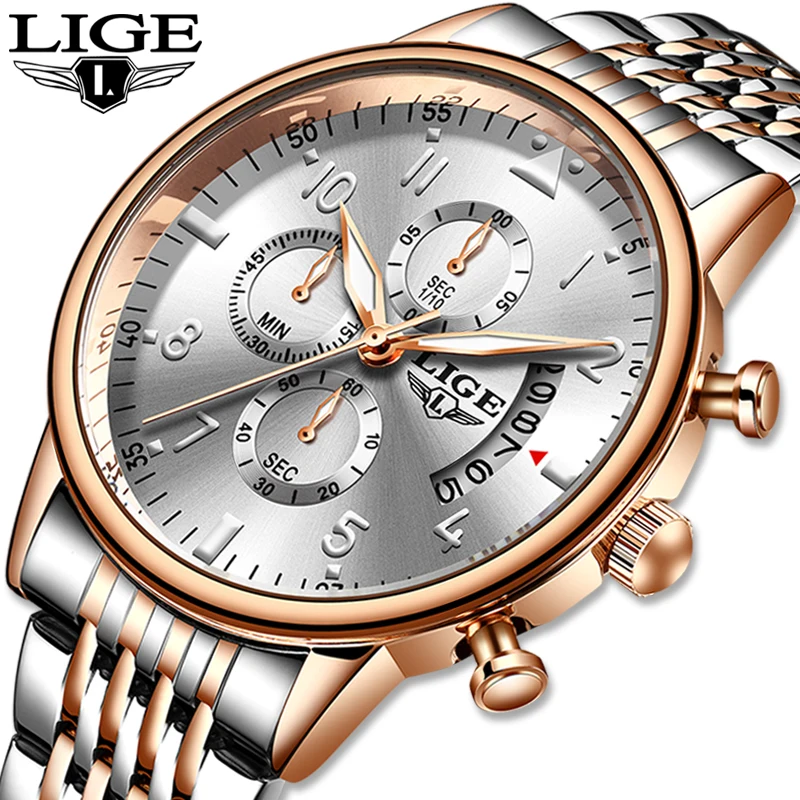 Часы наручные LIGE Мужские Цифровые модные оригинальные брендовые Роскошные