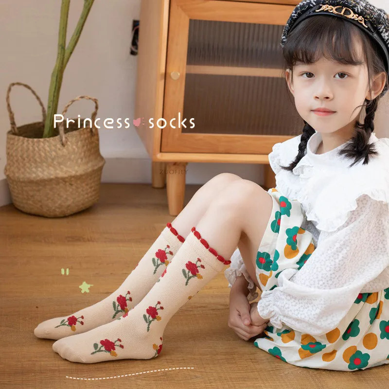 New Infant Baby Girls Boys Soft Cotton Children Socks Kids Knee High Cute Printing Long Sock Candy Color Toddler Newborn Socken | Детская