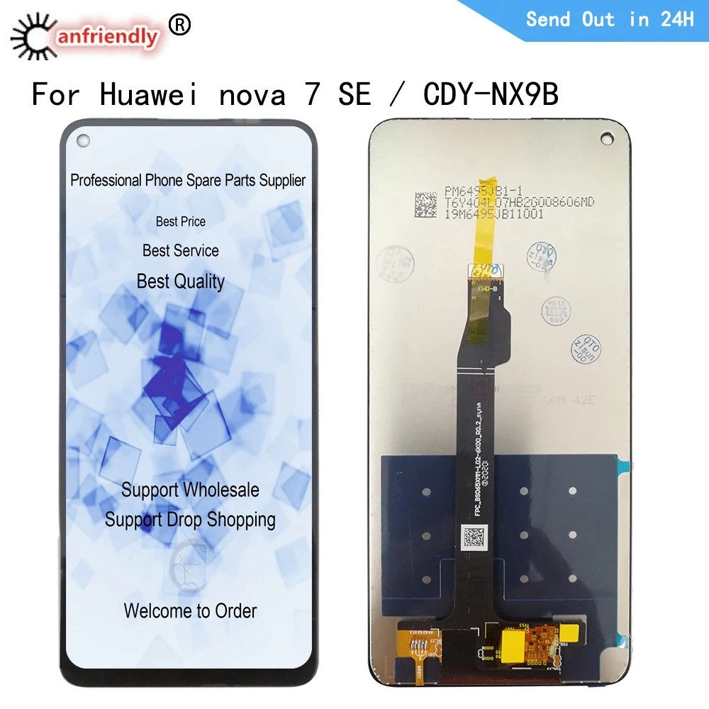 Pantalla LCD IPS de 6,5 pulgadas para Huawei Nova 7 SE CDY-NX9B, digitalizador de CDY-AN00 con montaje de marco para Huawei Nova7 SE, Pantalla de Panel t&aacute;ctil-0