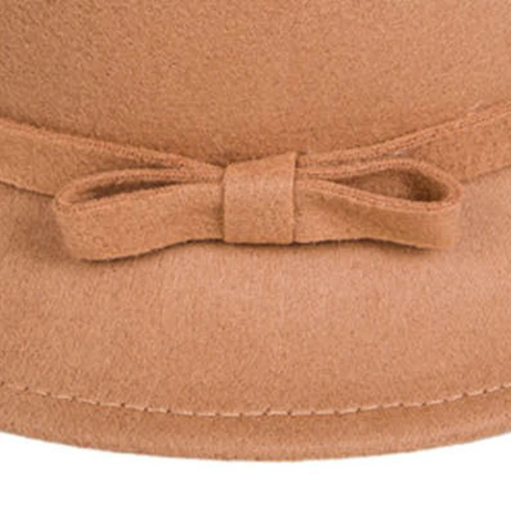 Модная женская однотонная теплая шерстяная шапка Колокол с бантом осенне зимняя