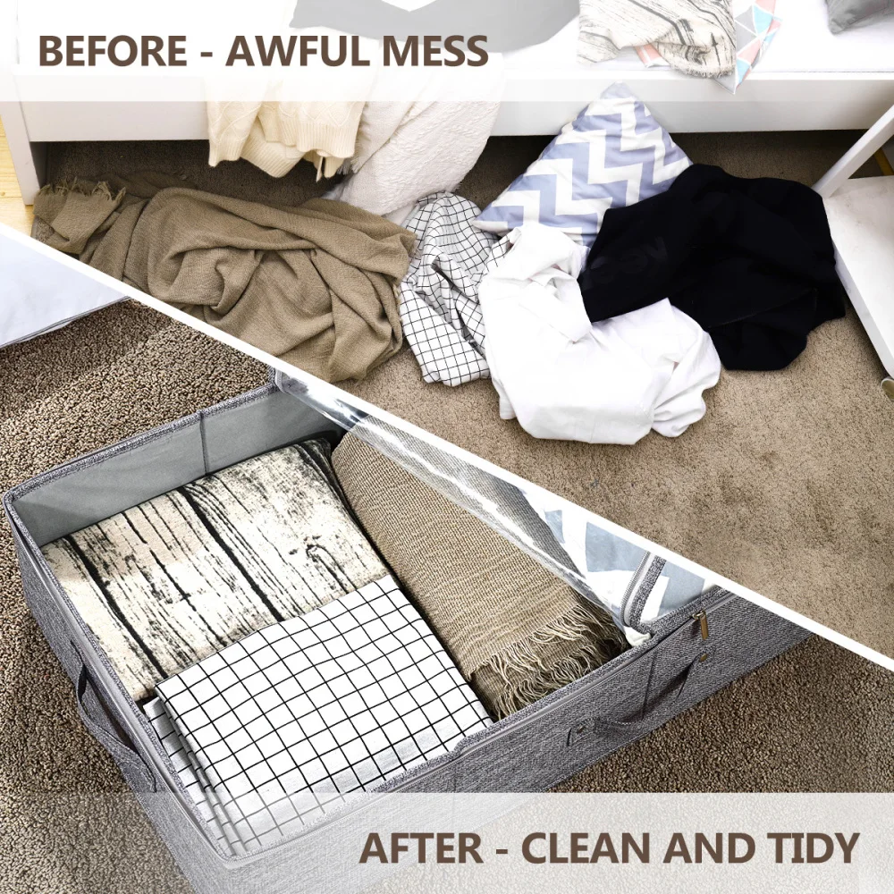

Cabilock 2pcs Under-bed Storage Bag Eco-friendly Multi-functional Under Bed Clothes Organizers Zippered Underbed Storage Pouches