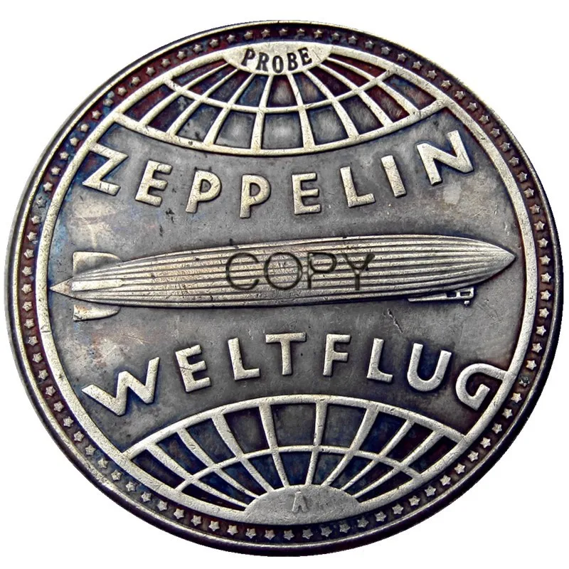 Германия weimar Zeppelin шаблон 1929A 5 рейхсмартк посеребренные копии монет