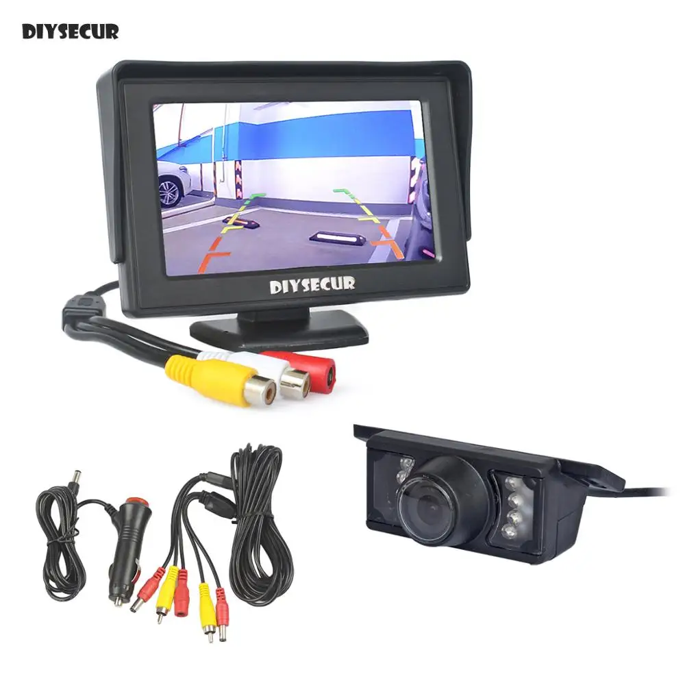 

Проводной 4,3-дюймовый цветной TFT ЖК-монитор DIYSECUR + ИК Ночное видение HD камера заднего вида автомобильная Система помощи при парковке комплект