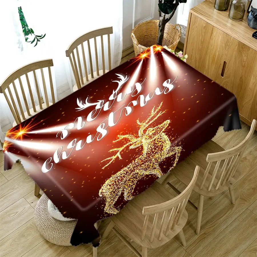 Color 10 Рождественские украшения для скатерти для дома, Розовые рождественские носки, тематический узор, Плотная хлопковая круглая и прямоугольная скатерть - Цвет: Color 10