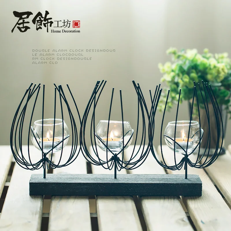 

Decoration Candle Holders Wedding Vintage Iron Europe Taper Candle Holder Small Tealight Geometric Bougeoir Home Decor AD50CH