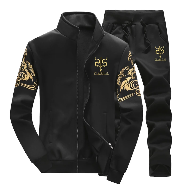 

Spring Autumn Tracksuit Set Men Fashion Clothes Sets Sweatsuits Male Zipper Sweatshirts +Sweatpants Mens Sporting Track Suits