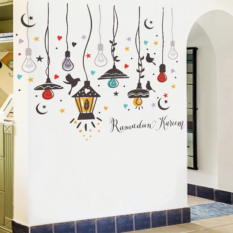 

Colorful Wall Window Stickers Home Living Room Decals Creative Street Lamp Flying Birds Wallpaper Bedroom Nursery Decoration