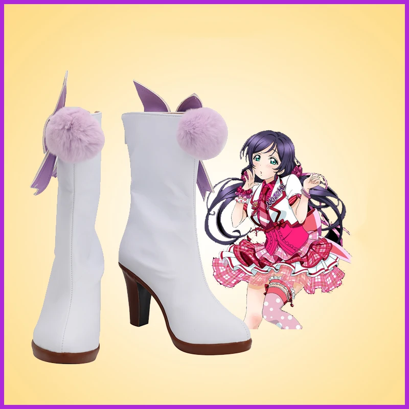 

LoveLive！Cosplay Shoes Japanese Anime Peripheral High Heels Cos Role Nozomi Tojo White Zipper Boots