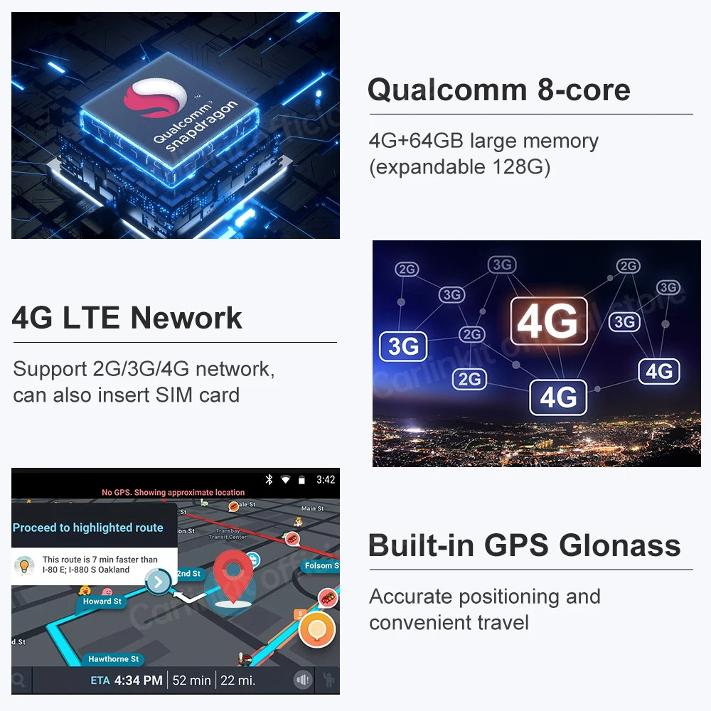 CarlinKit Carplay Ai Box Android Автомобильный мультимедийный плеер 4 + 64G беспроводной Авто