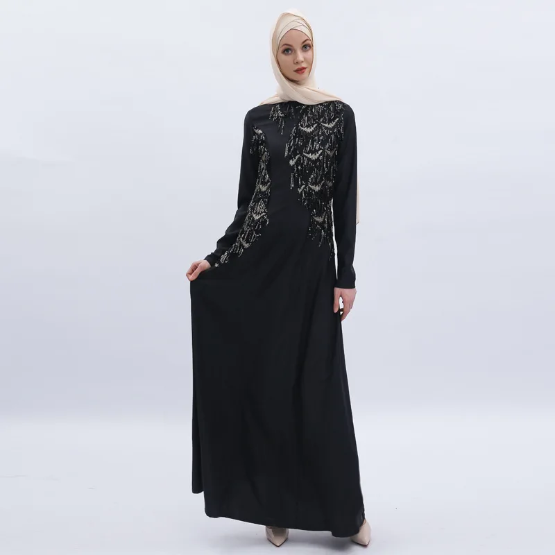 

Elegant Ladies Dress New Muslim Fashion Robe Sequin Embroidered Dashiki Chiffon Robe Kaftan Dress Moroccan Turkish Kimono