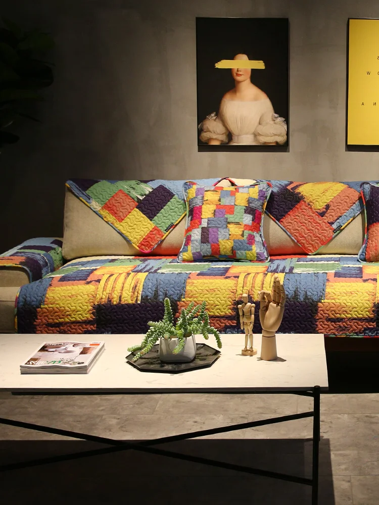 

Luxury Living Room Sofa Cover Soft Nordic Floral Four Seasons Velvet Plush Sofa Cover Universal Funda Sofa Home Textile DH50SFT