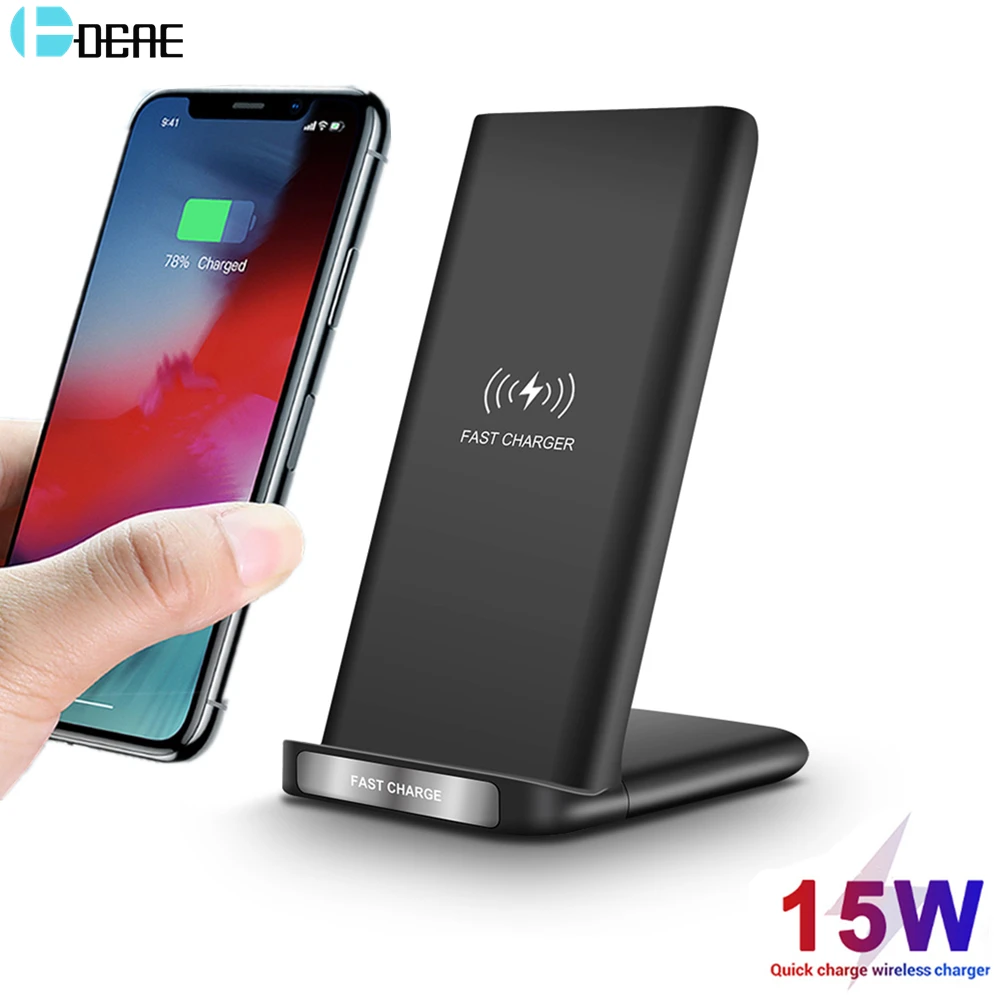 Беспроводное зарядное устройство Qi 15 Вт подставка для iPhone X XS MAX XR 11 12 Pro 8 Samsung S20 S10
