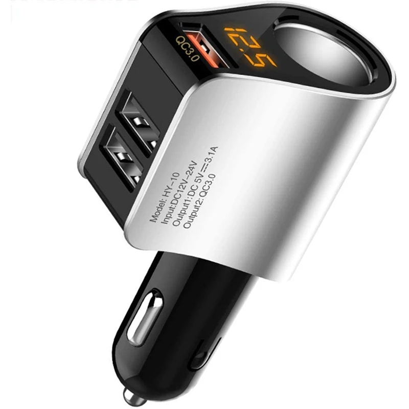 

USB Lighter Adapter, QC 3.0 Car Socket Car Charger with Contact Switch Quick Charging Ports for iPhone 12/11/Xs