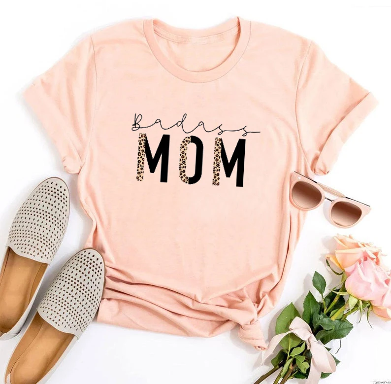 

Leopard Mom T-Shirt 2021 Mother's Day Shirt Cute Mom Graphic Tees Funny Birthday Gift Clothing Women Letter Kawaii Pink