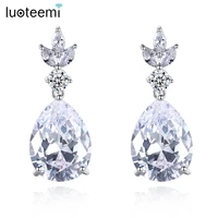 luoteemi water drop earrings for women big clear cz stone fashion jewelry dating christmas birthday gifts boucle d%e2%80%99oreille gifts