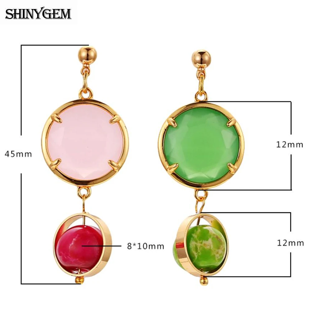 Модные серьги ShinyGem с натуральным кристаллом позолота стразы висячие цвет