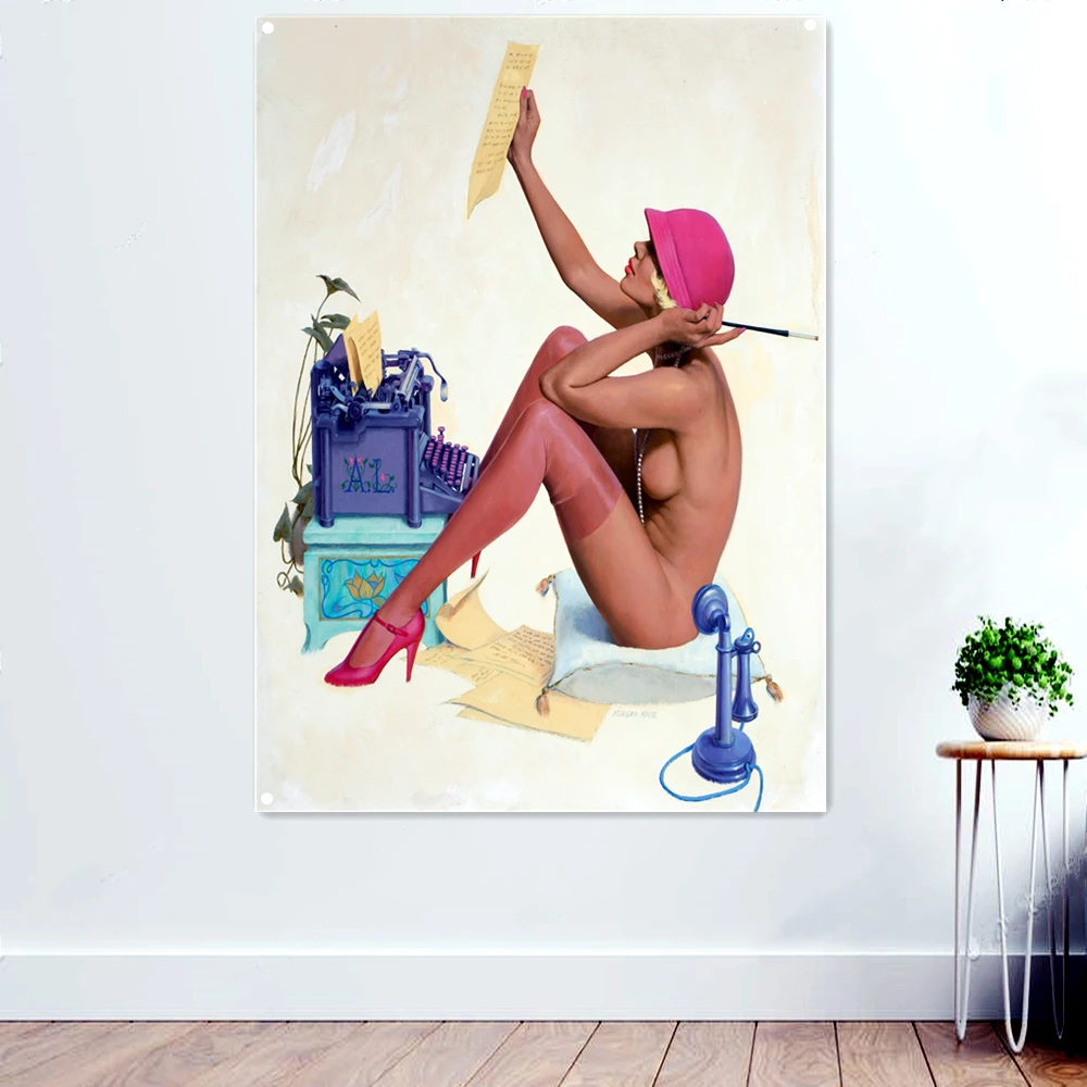 

Sexy American Pin Up Girl Series Banner Flag Cafe Club Bar Home Wall Decor Canvas Retro Painting Art Sticker living Poster C3