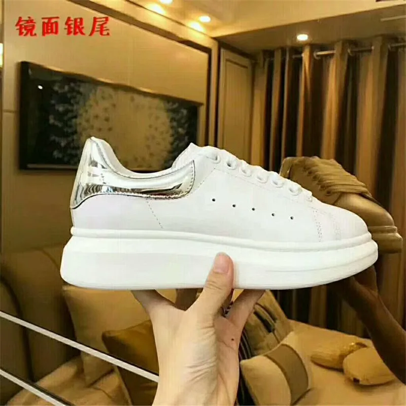 Разноцветная обувь Цвет белый черный Простая повседневная из натуральной кожи