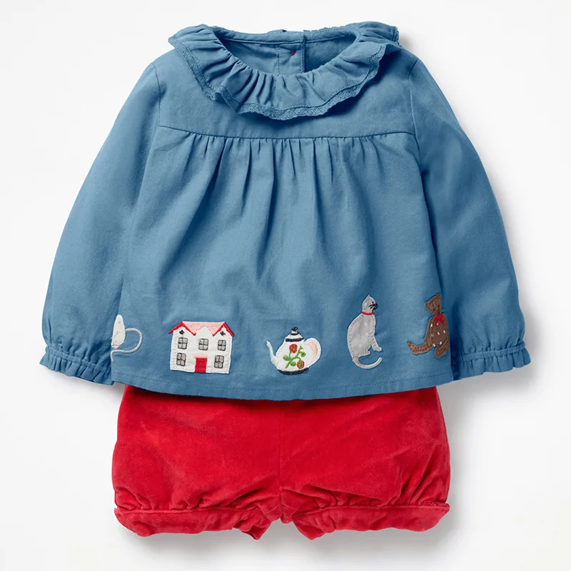 Little maven 2-7Years Осень Кролик Pattern Хлопок Малыш Девушка Комплект Одежды детская Осень Бутик Наряды Комплекты Для Ребенка - Цвет: 20502 same picture