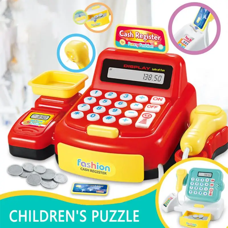 

Кассовый аппарат для ролевых игр для детей, многофункциональные игрушки для супермаркета, кассовый аппарат, игрушечный калькулятор, микроф...