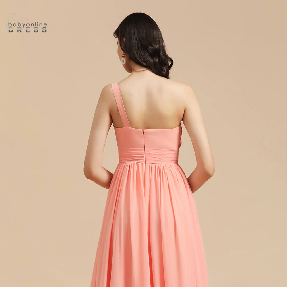 

Babyonlinedress 50 Colors Chiffon Pleated Evening Dress One Shoulder Backless Wedding Evening Dress Designer Custom Made Woman