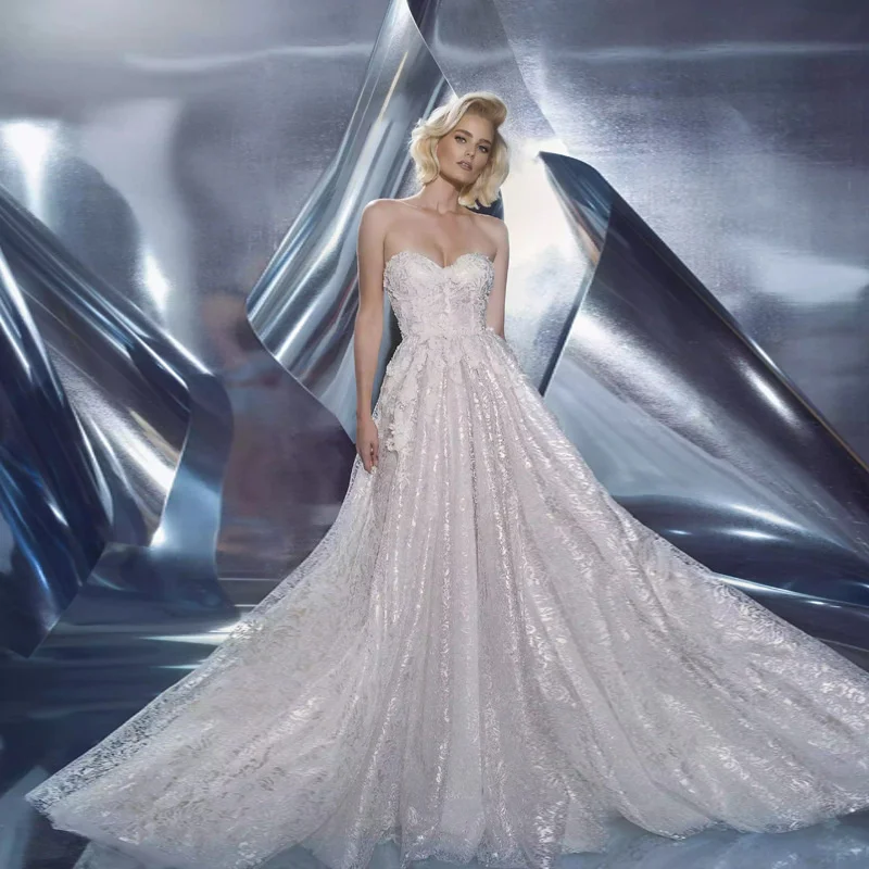 

2021 New Wedding Dress Women's Sexy Lace Dress Tube Top Fashion Temperament Wedding Dress