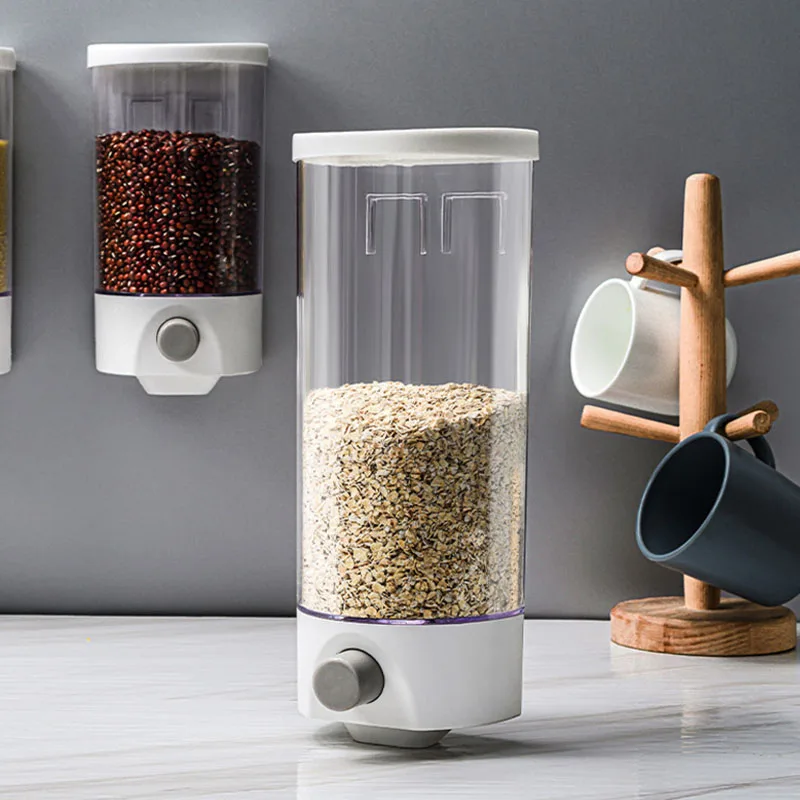 

Wall Mounted Cereal Container Rice Storage Shelf Organizer Kitchen Food Storage Boxes Home Accessories Organization