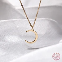 925 sterling silver sweet smooth surface moon pendant short necklace for women sterling silver jewelry