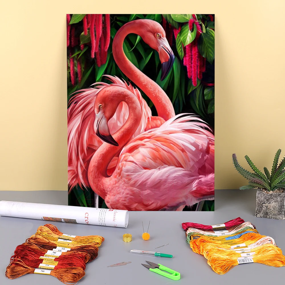 

Животная Птица Фламинго с напечатаным холстом 11CT, перекресная строчка, полный набор «сделай сам» вышивка DMC Темы Вязание хобби ручная работ...