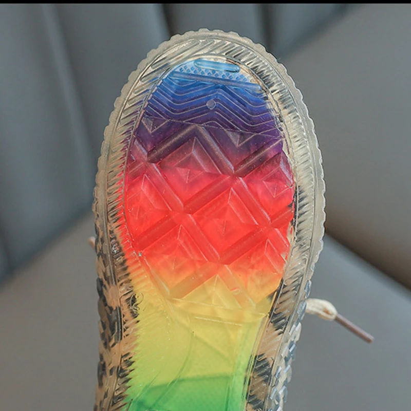 Кроссовки KushyShoo детские без шнуровки универсальные леопардовые с радужной