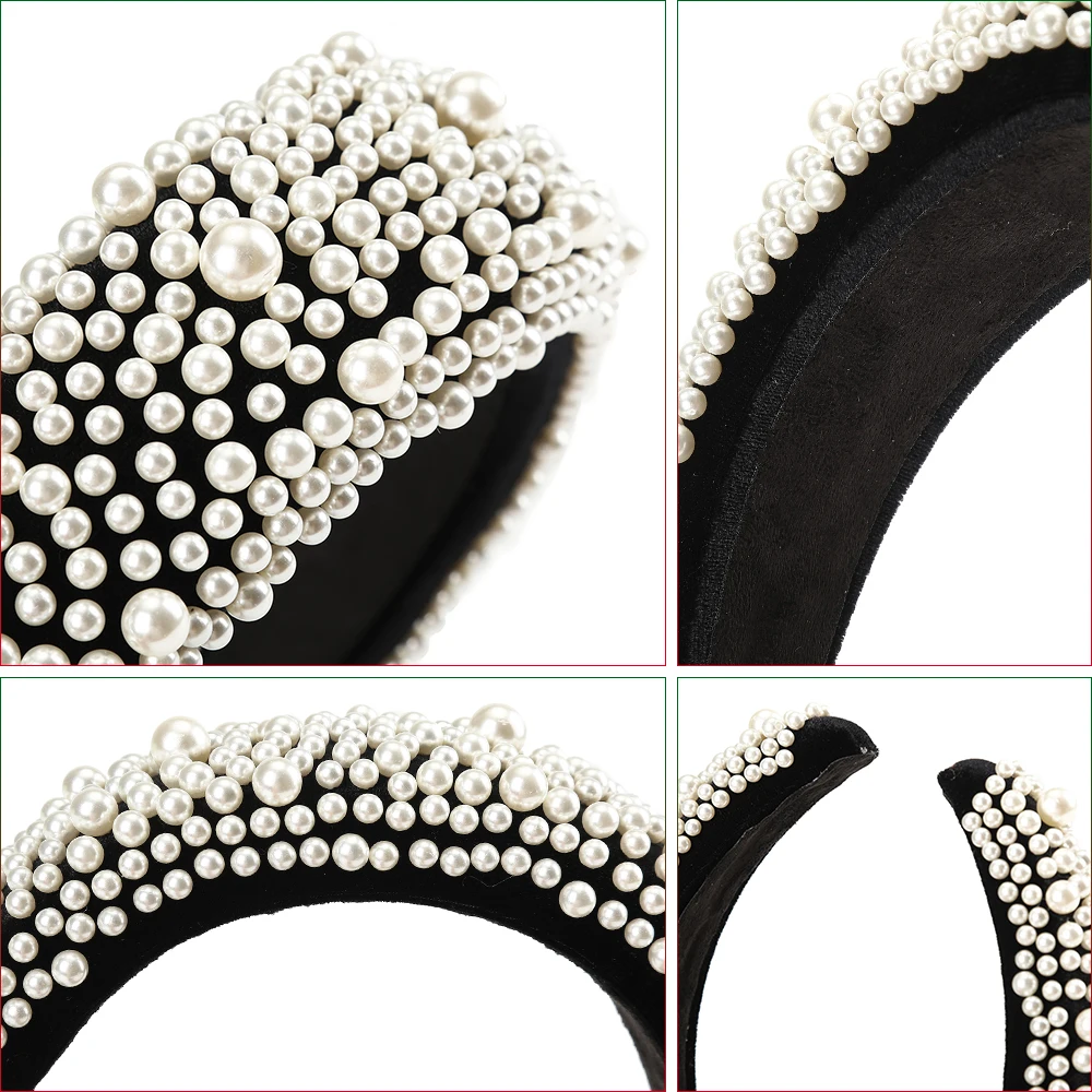MOLANS Pearl Padded Sponge Vintage Hair Hoop Fashion Elegant Hair Band Women Headband Hair Accessories Headwear New