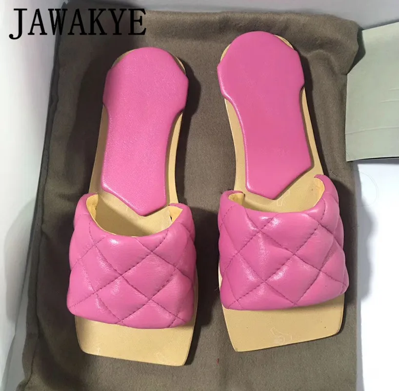 Шлепанцы женские из натуральной кожи сетчатые сандалии на плоской подошве