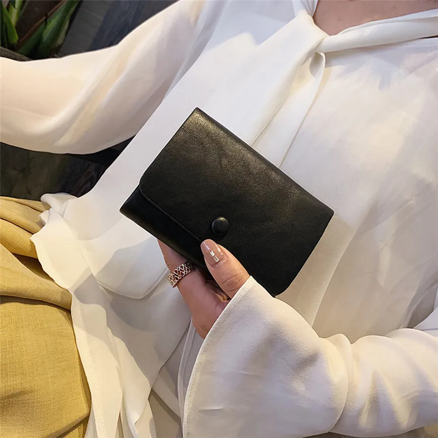 Мини кошелек Женский мягкий кожаный с застежкой держатель для кредитных карт