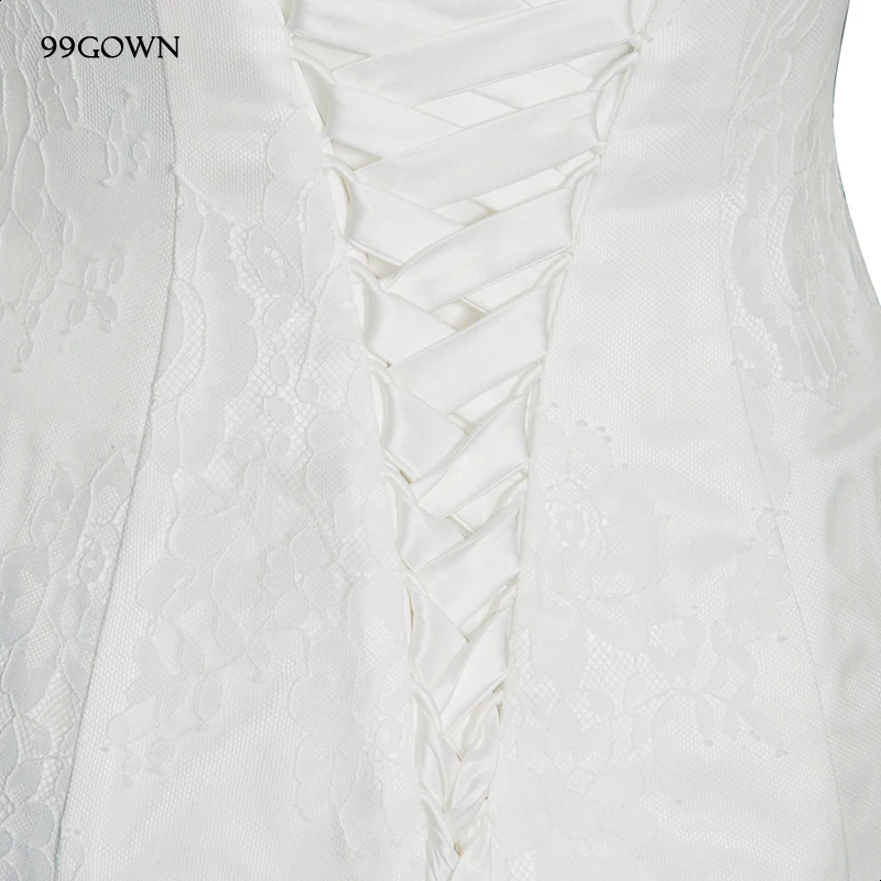 

99GOWN Simple Wedding Dress 2021 Lace Three Quarter Sleeve Long Wedding Dress Chapel Train Bridal Dresses