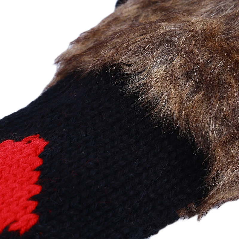 

FamaleThicken Warm Gloves Winter Fashion Women Red Heart Black White Full Finger Mittens Cashmere Knitted Wool Gloves