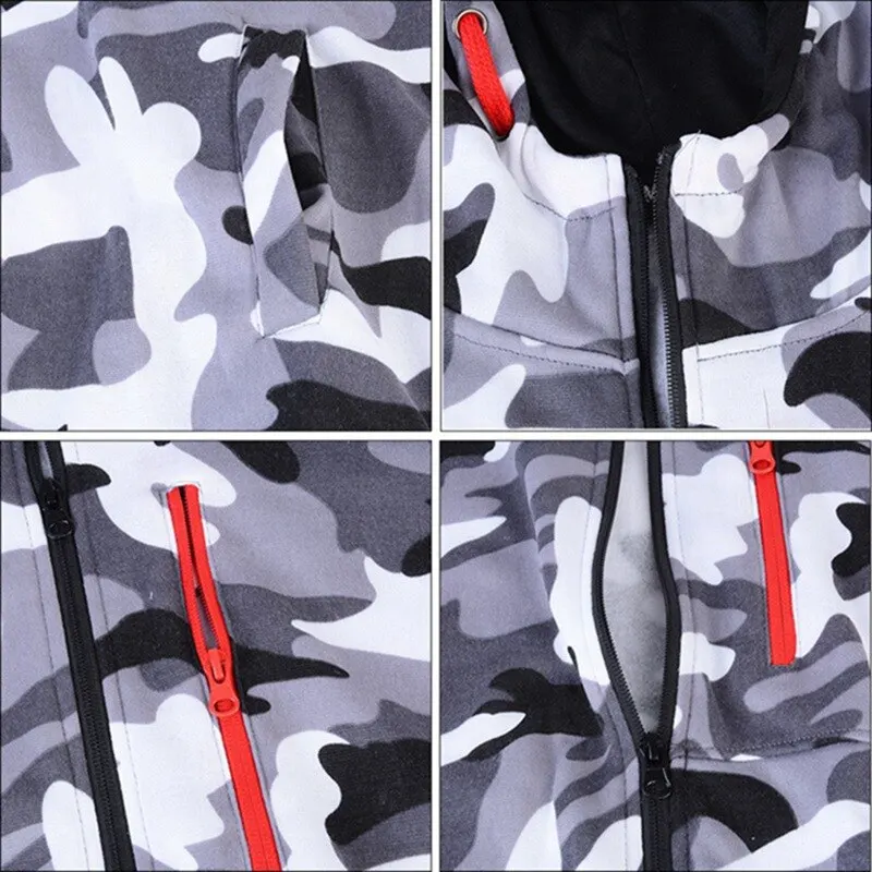 Мужской Камуфляжный комплект из куртки и брюк спортивный костюм с капюшоном