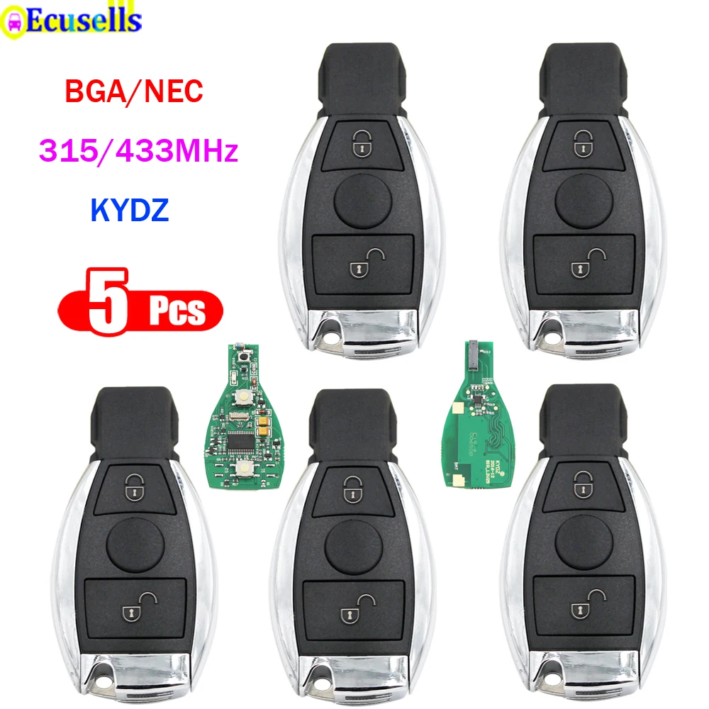 5PCS/LOT Smart Remote Car Key 2 Buttons 315MHz 433mhz for Mercedes-benz 2000+ support BGA/NEC with battery holder keyless entry |