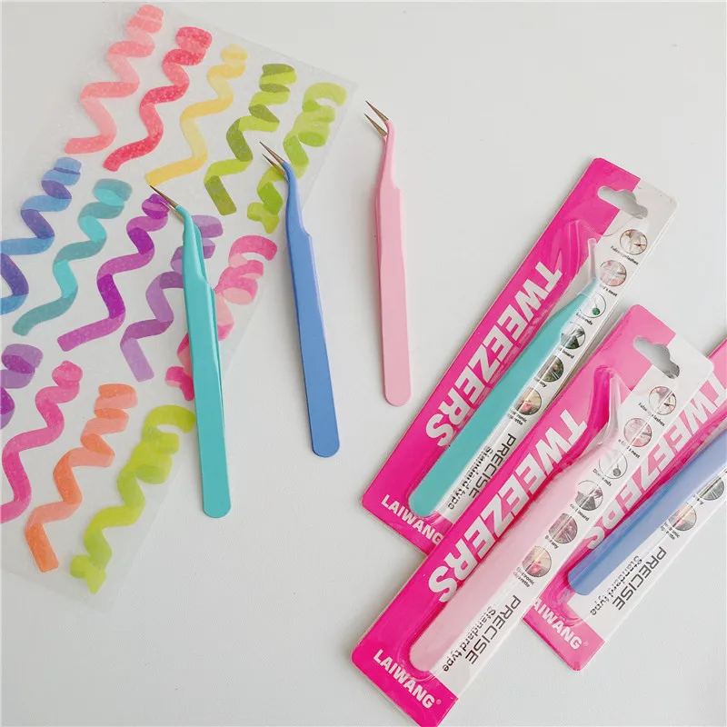Macaron Color Stainless Steel Tweezers for DIY Scrpabooking Tape Stickers Tool Practical Portable Made Up Stationery | Канцтовары для