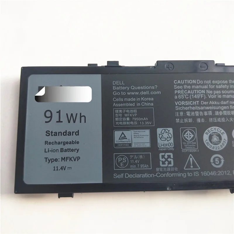 11 4 V 91WH оригинальный 0FNY7 T05W1 MFKVP ноутбук Батарея для Dell Precision 7510 7710 M7710 7720|Комплекты