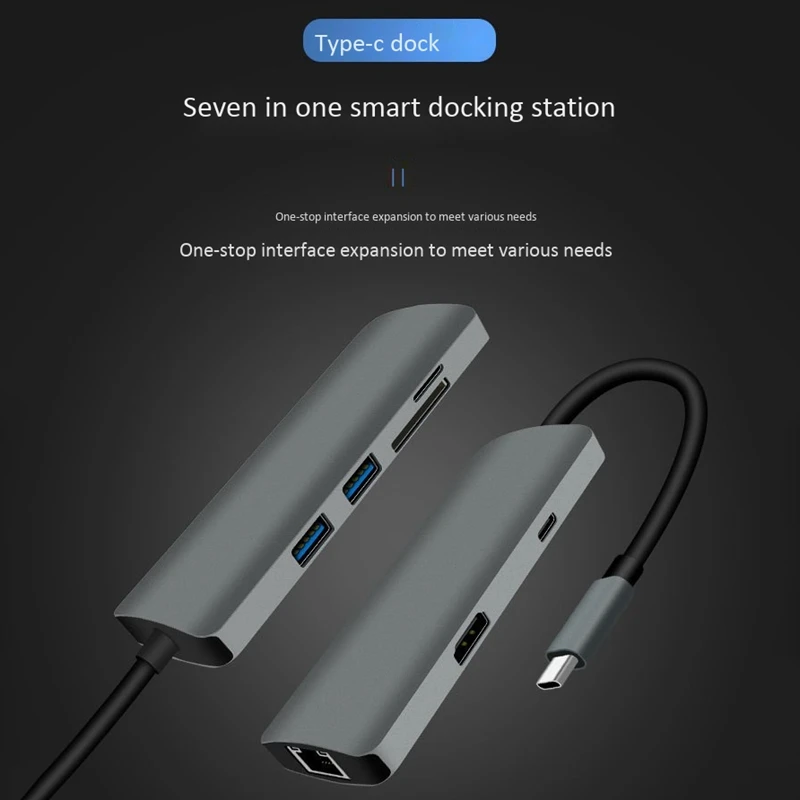 

7-In-1 USB C Hub 4K HDMI Adapter Ethernet TF SD Card Reader USB 3.0 Ports with Power Delivery for and More