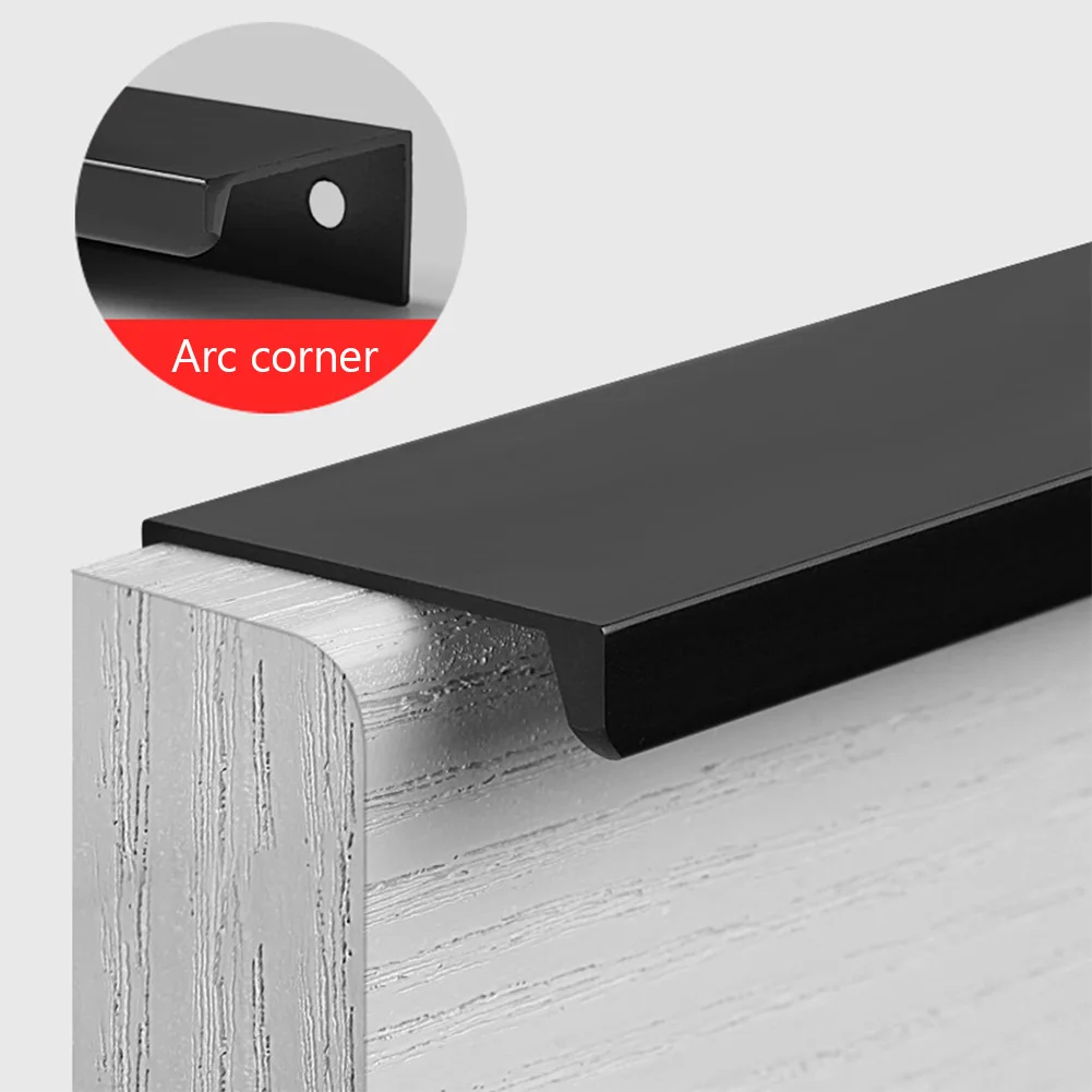

ETUUD 6Pcs Black Hidden Cabinet Handle Aluminum Alloy Kitchen Cupboard Pulls Drawer Knobs Furniture Handle Bedroom Door Hardware