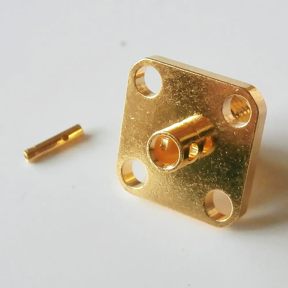 

1X Pcs RF Connector Socket SMA Female 4 Hole Flange Chassis Panel Mount Center Solder for semi-rigid RG402 0.141" cable Brass