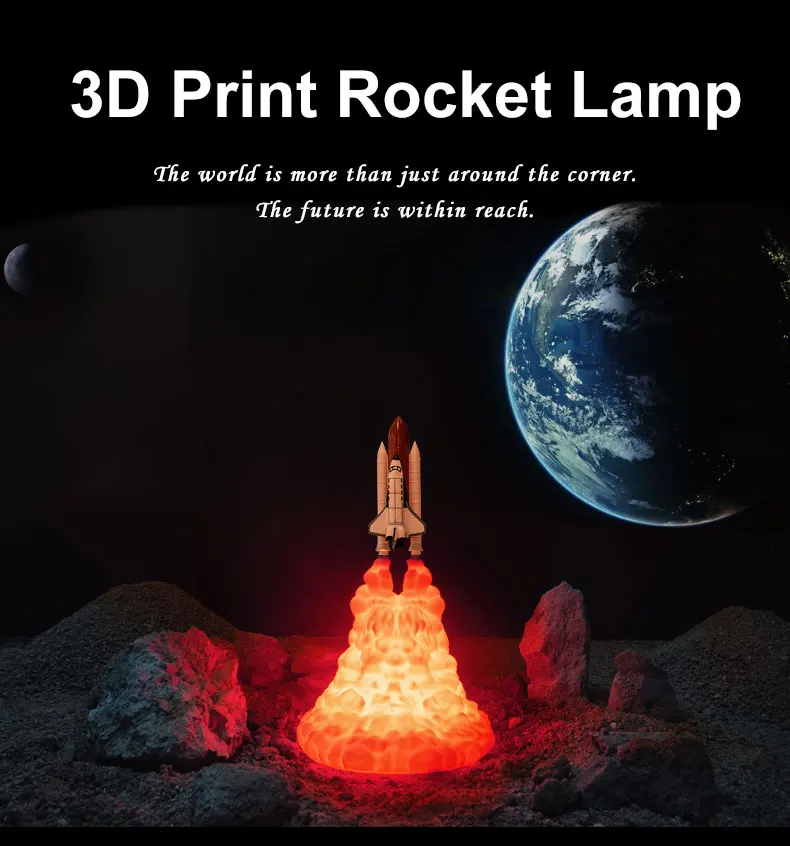 3D печать Космический Шаттл светильник светодиодный ночник USB перезаряжаемая ракетная лампа поддержка дропшиппинг