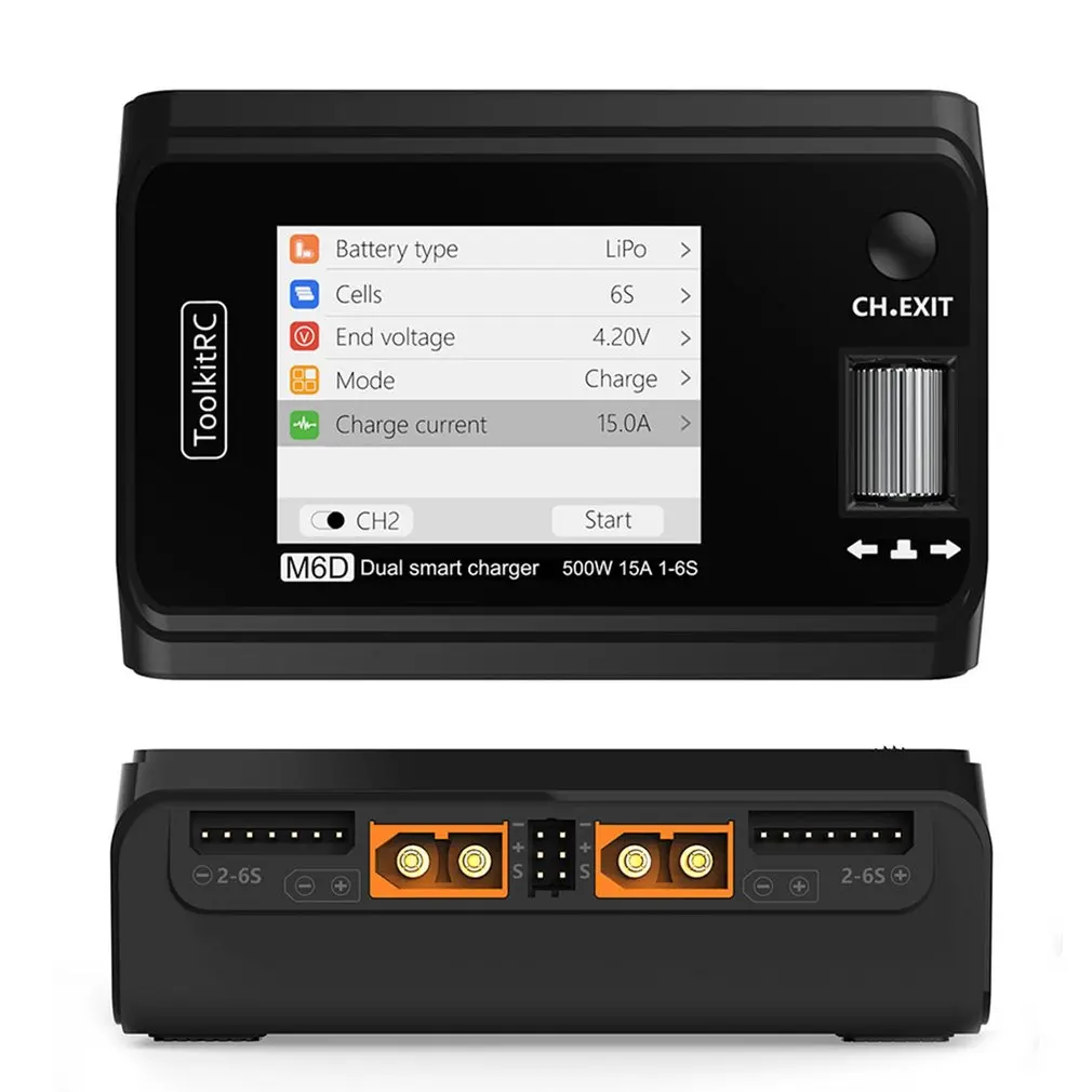 Nuevo ToolkitRC M6D 250W 15A MINI cargador inteligente de doble canal, descargador para bater&iacute;a Lipo 1-6S, piezas de repuesto para modelo FPV-1