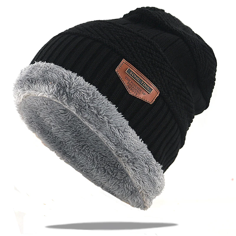 

Fashion Winter beanies 100% cotton flexible warm knitted beanie hat with thicker wool men women outdoor Skullies ski cap