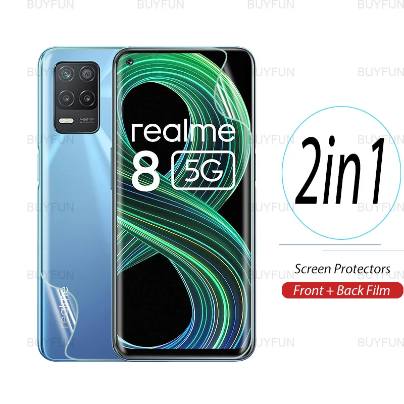 

2in1 For OPPO Realme 8 5G 6.5 inch HD front back hydrogel film for Realme Realmy Realmi 8 pro safety screen protector soft film