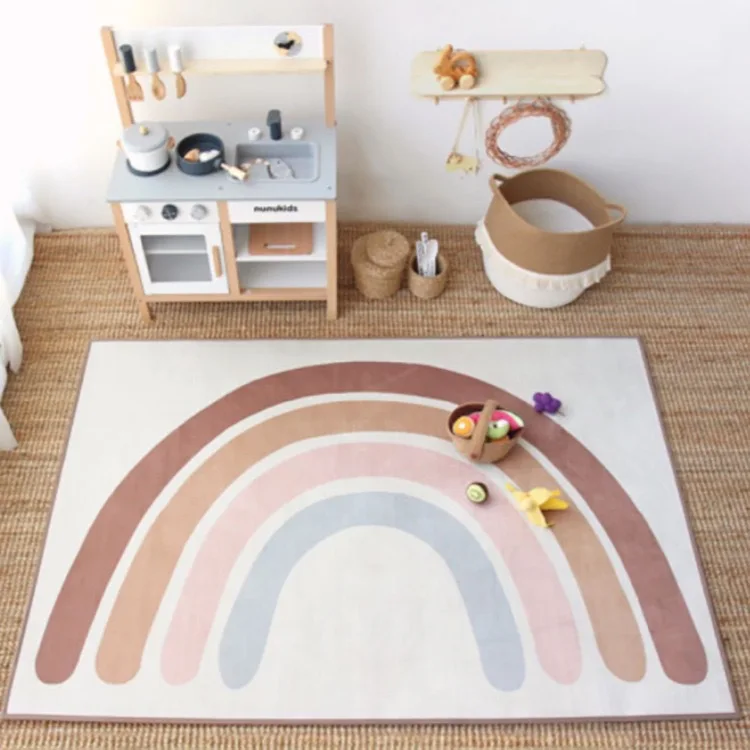 

Non-Slip Kids Playmat Rug for Playroom Washable Children's Educational Rugs Rainbow Colorful Play Carpet for Baby Room Bedroom