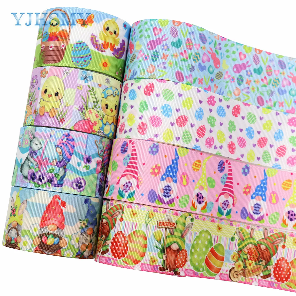 

5 Yards Easter Eggs Truck Bunny Gnome Fabric Ribbons for Easter Wrapping Wreath Party Decoration 1-1/2‘’ DIY Craft Supplies