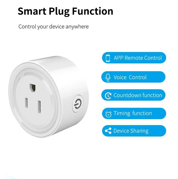 

10A 16A Zigbee/WiFi Smart Plug Socket US Power Monitor Timing Function Plug Tuya APP Control Works With Alexa Google Assistant